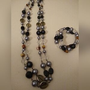 Mix It up Retired Primer Designs Necklace +Matching Bracelet/MOP/ Glass 6"